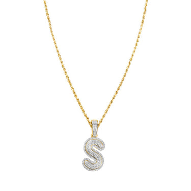 White Diamond S Pendant in 10k Yellow Gold .31 Ctw